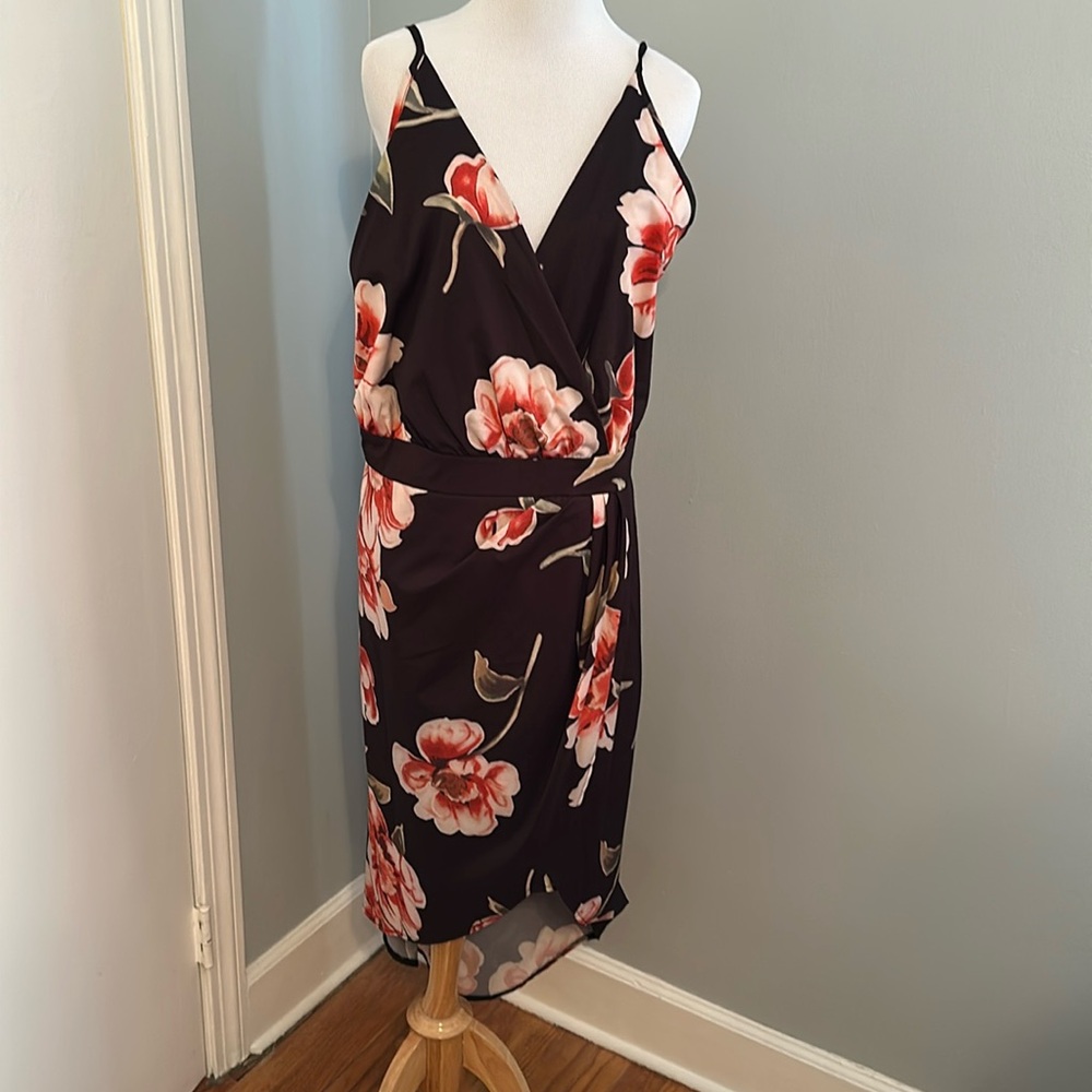 Black and Pink Floral knee length